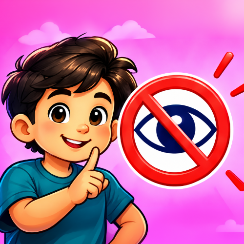 Illustration of a child protecting personal details, representing online privacy.